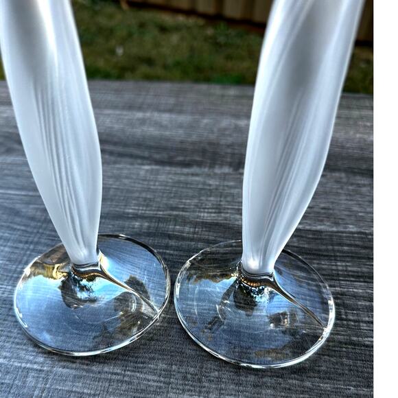 Mikasa Crystal Spring Aria Clear and Frosted Leaf Candle Holders-Set of 2 - Picture 5 of 5